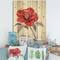 Designart - Vintage Red Rose Flower I - Traditional Print on Natural Pine Wood